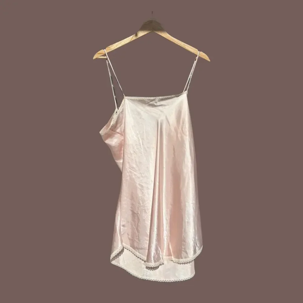 Farr West Mini Slip | Pink Satin Lace | Size M | Vintage - Picture 4 of 4